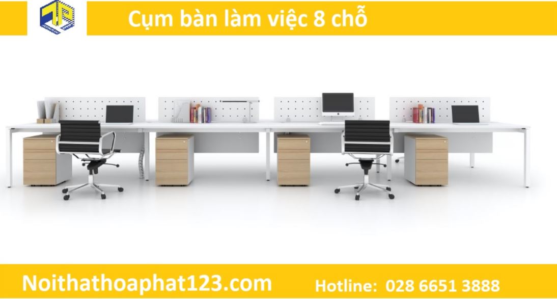 cụm bàn làm việc 8 chỗ